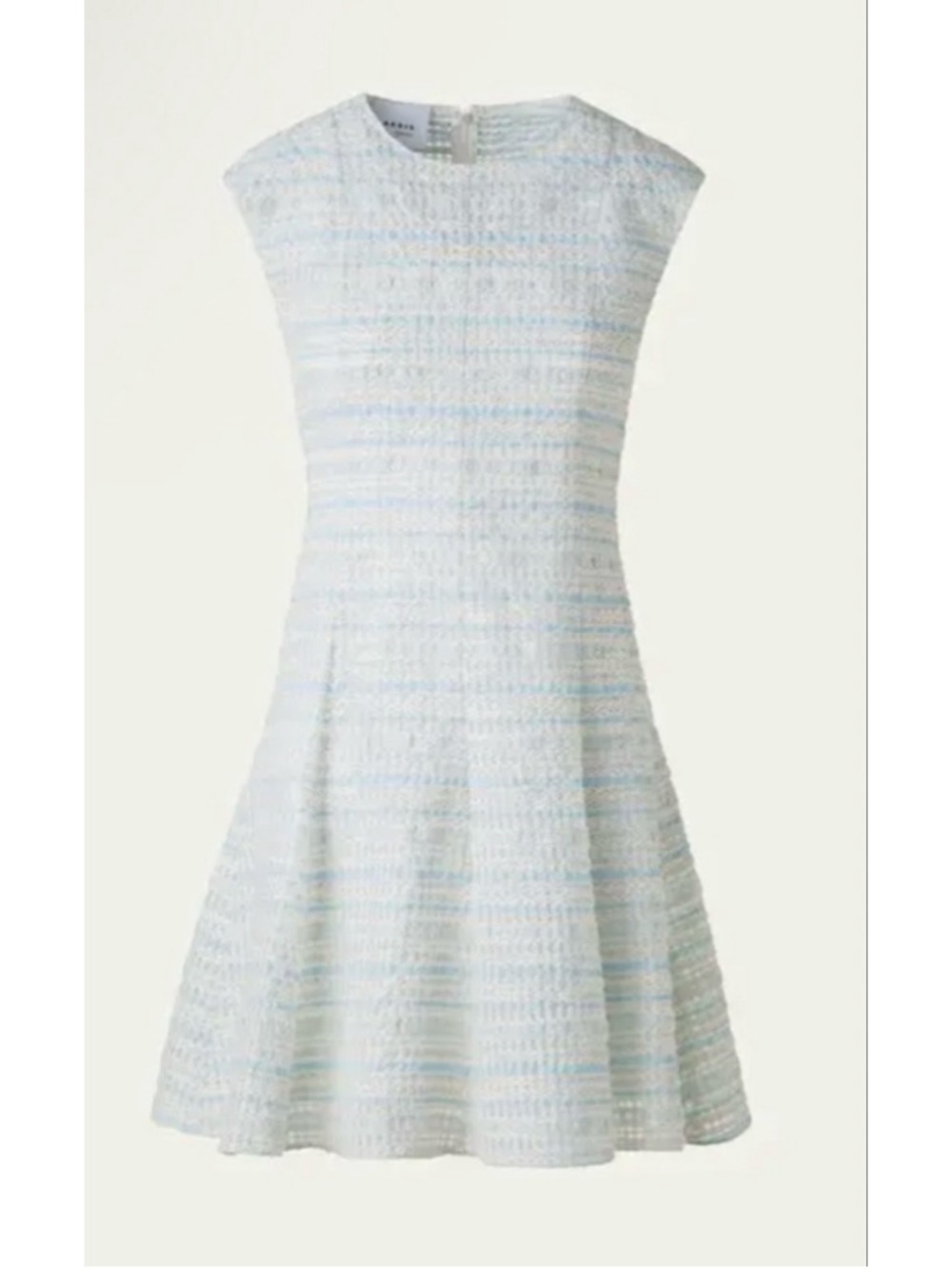 New Akris Punto Tweed Fit-Flare Mini Dress White Blue US 12